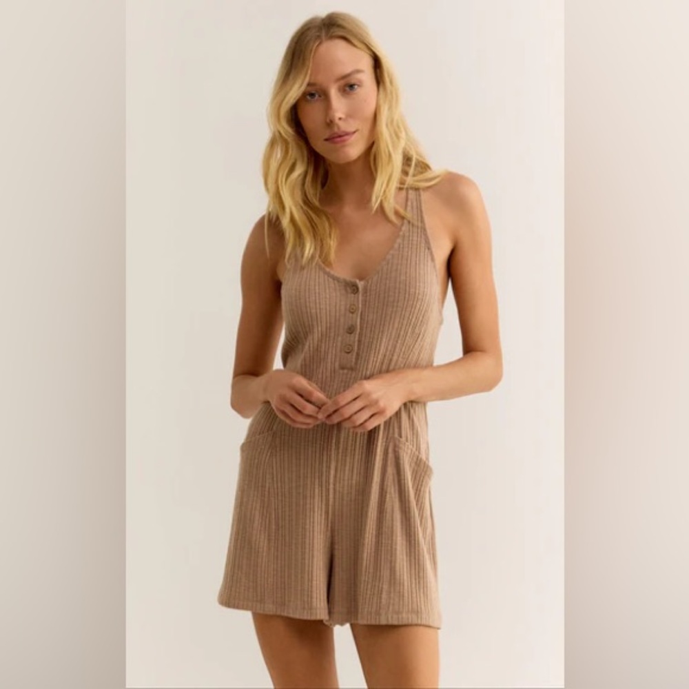 Z Supply Tan Ribbed Sleeveless Jumpsuit - new without tags